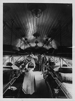 David McLellan - Interior of a ward on a British Ambulance Train in France