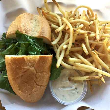 There are a couple of fry options on the menu at Father’s Office, but the classic matchstick fries are the way to go. One of the cardinal rules at Father’s Office is that ketchup is not an option. Instead, its fries are accompanied by a small pot of homemade garlic aïoli for dipping. You won’t miss the ketchup.