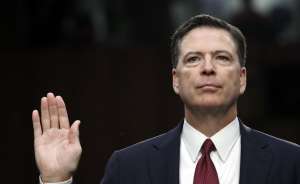 Former FBI director James Comey is sworn in during a Senate Intelligence Committee hearing on Capitol Hill, Thursday, June 8, 2017, in Washington. (AP Photo/Alex Brandon)