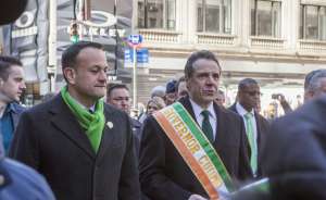 Governor Andrew Cuomo and the Irish Prime Minister Leo Varadkar, the first openly gay Prime Minister, marched together at the St. Patrick's Day Parade. New York, NY March 17, 2018 (Kevin C. Downs/For New York Daily News)