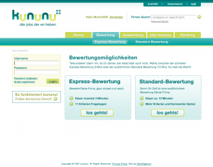 Die ursprüngliche  Bewertungs-Seite auf kununu.com