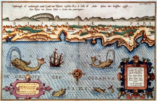 Kartographische Darstellung des Golfs von Biscaya, Waghenaer, 1586