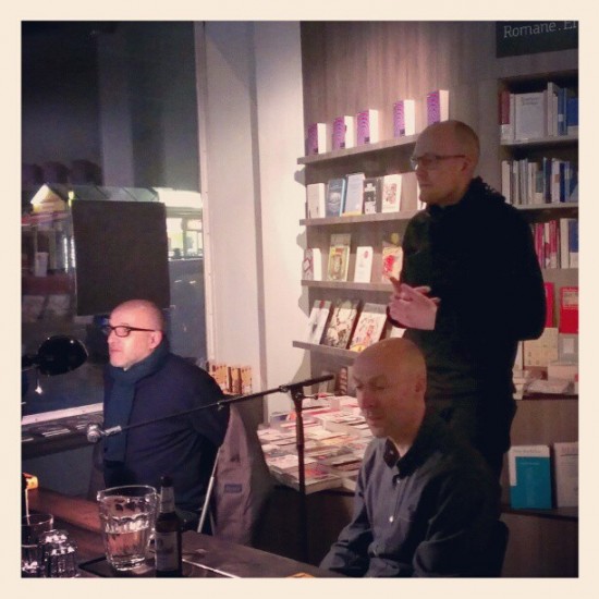 Thomas Gralla, Christopher Brookmyre (r.), Frithjof Klepp (stehend)