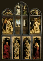 Der Genter Altar (Lammanbetung) mit geschlossenen Flügeln, 1432