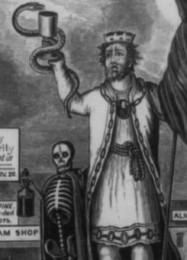 Warnung vor König Alkohol auf Plakaten und Flugschriften (Quelle: wikimedia commons, public domain)