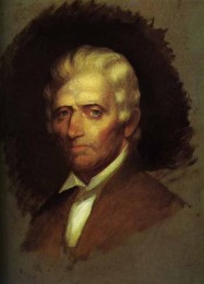 Daniel Boone (1820 erstelltes, unvollendetes Ölgemälde von Chester Harding, das einzige zu Boones Lebenszeiten erstellte Porträt)[1]