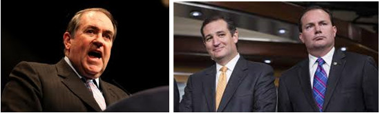 TYPOID MARYS OF VAGINAPHOBIA From left: Mike Huckabee, Senators Ted Cruz and Mike Lee