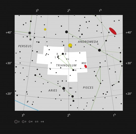 Messier 33 in the northern constellation of Triangulum
