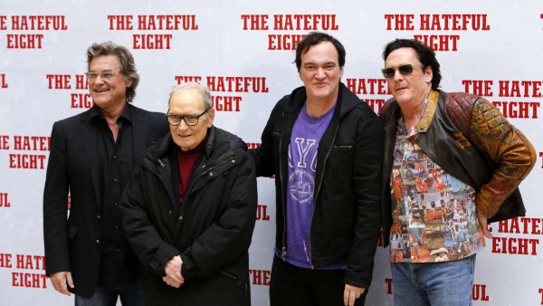 v.l.n.r.: Kurt Russel, Ennio Morricone, Quentin, Michael Madsen