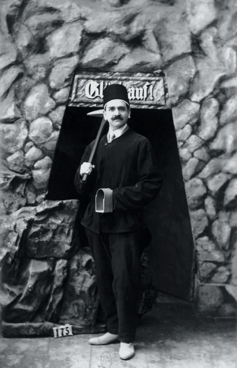 Raymond-Roussel-with-a-miner-s-pickaxe-and-lantern-in-Berchtesgaden-c
