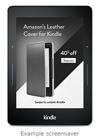 Kindle e-reader: example sponsored screensavers