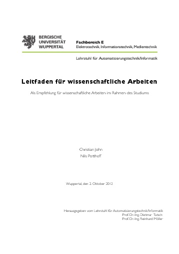 Leitfaden für wissenschaftliche Arbeiten - Fachbereich E