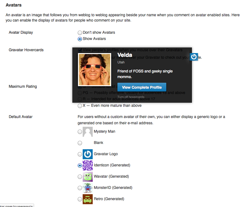 admin hovercard preview