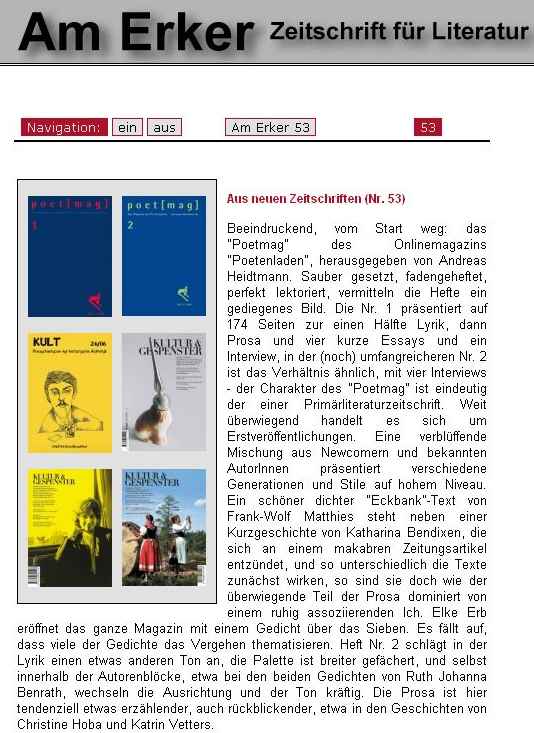 Am Erker - Aus neuen Zeitschriften (Nr. 53)