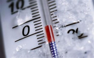 Thermometer knapp über Null Grad