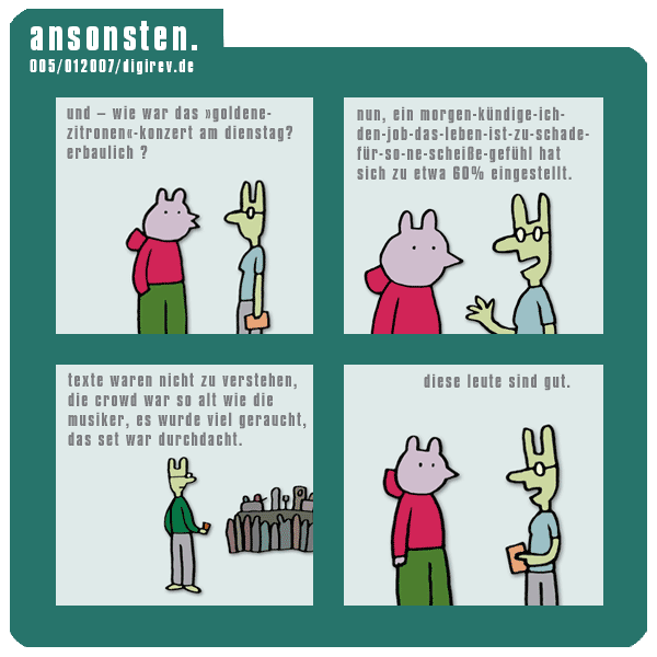 Comicstrip zum Liveauftritt der Goldenen Zitronen