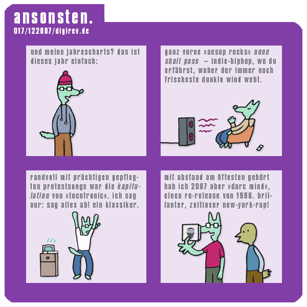 Und ansonsten? Was war wichtig in 2007? Hier die digirev-Jahrescharts...