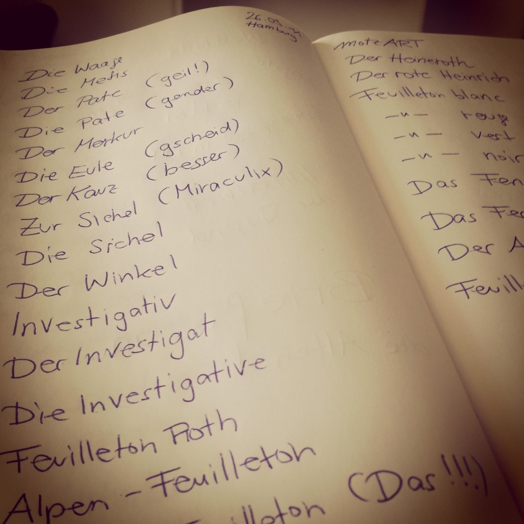 Achtung: Dies ist eine nachgestellte, nachgeschriebene Namens-Ideen-Liste.