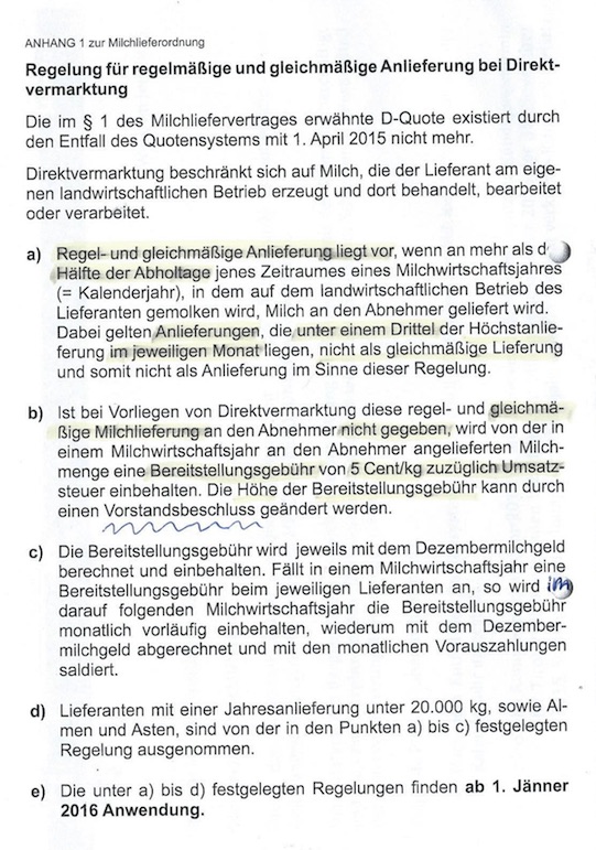 Milchquote - Strafzahlung