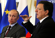 Russlands Präsident Wladimir Putin (links) und EU-Kommissionspräsident José Manuel Durão Barroso (rechts)