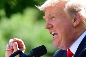 Im Rosengarten des Weißen Hauses gibt Präsident Donald Trump am 1. Juni 2017 bekannt, dass die USA aus dem Pariser Klimaabkommen aussteigen werden.