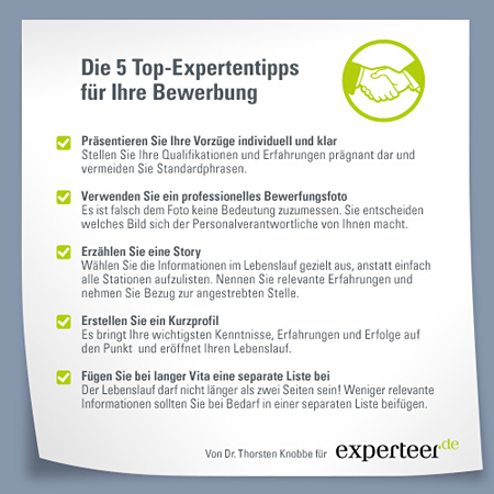 Die 5 Top-Expertentipps für Ihre Bewerbung