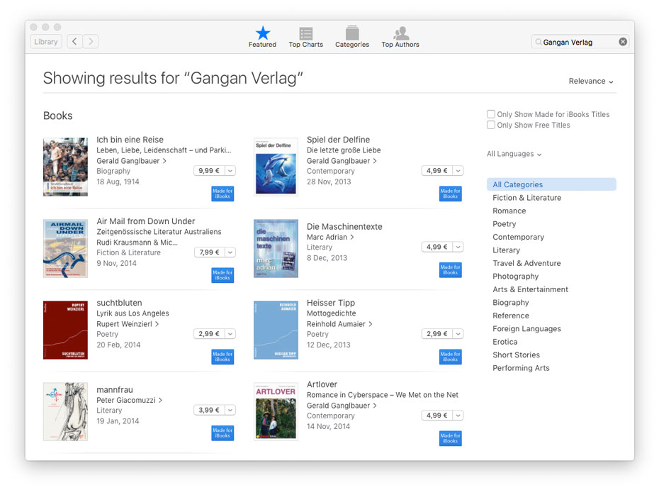 iBookstore screen