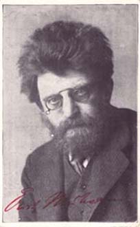 Reklame-Postkarte für "Alarm" mit einem Foto von Filip Kester, 1913 Mühsam Reklamepstkarte