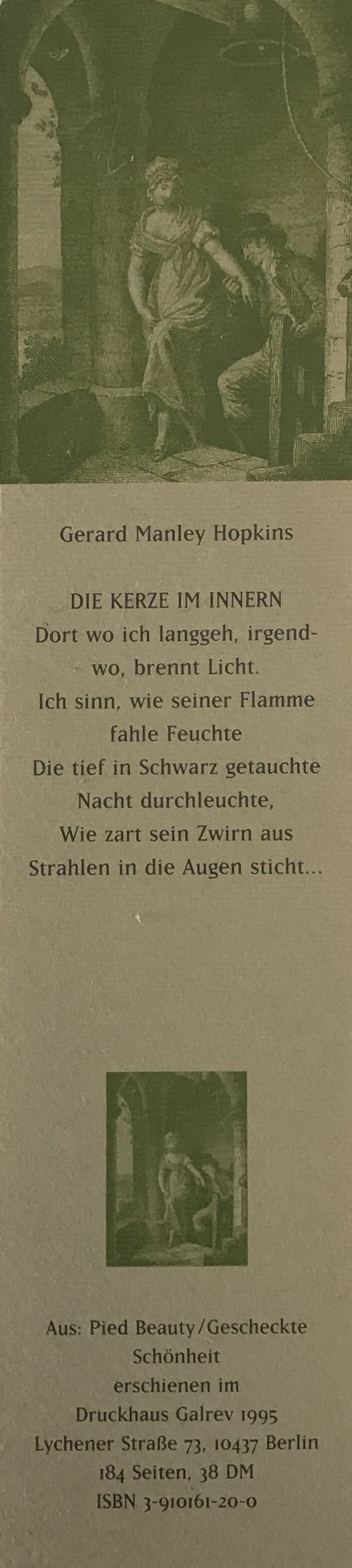 Lesezeichen von Birgit Thiel mit Gedichten aus Büchern von Druckhaus Galrev