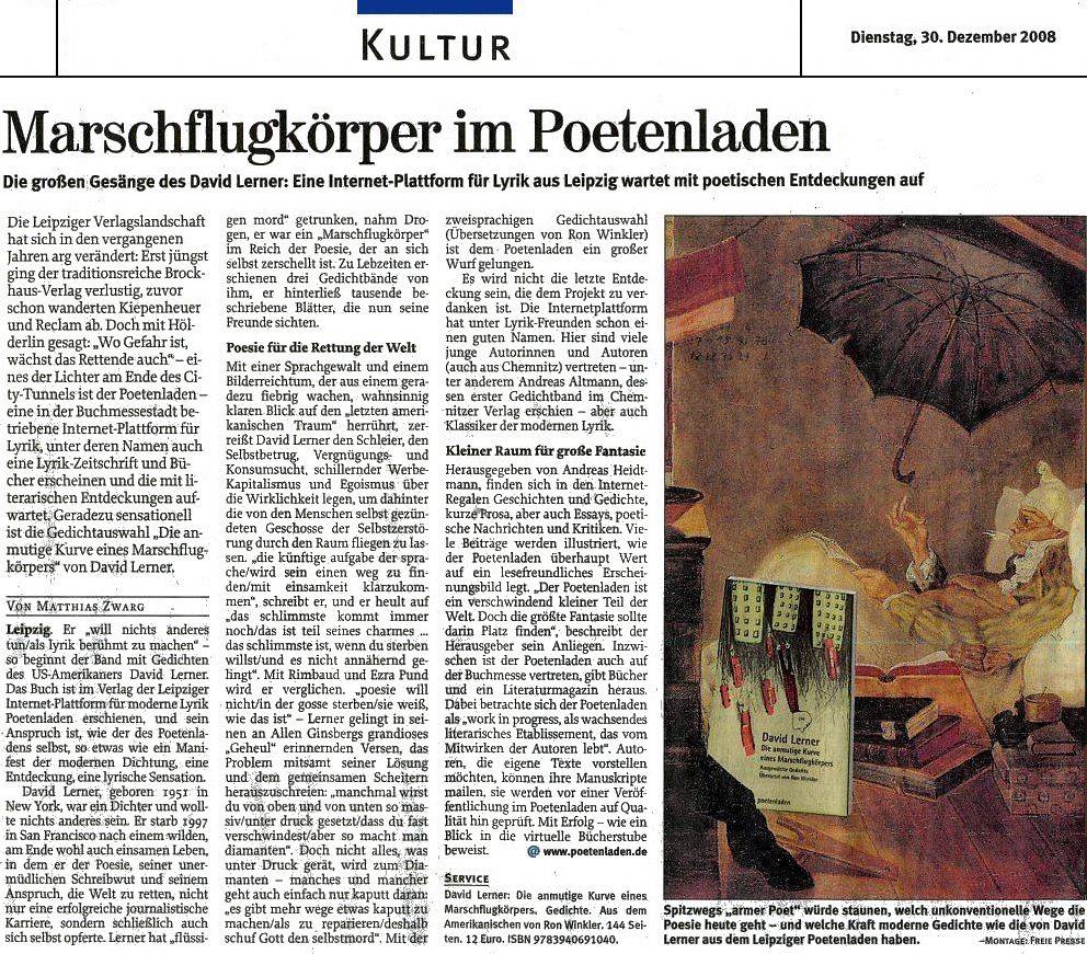 Freie Presse Chemnitzer Zeitung | Matthias Zwarg | 30. Dezember 2008