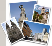 Collage mit Sehenswürdigkeiten der Stadt Regensburg