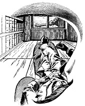 Ernst Mach: Selbstschauung 'Ich'. Holzstich aus: Analyse der Empfindungen, Jena 1886, S. 14. Zit. nach Karl Clausberg: Neuronale Kunstgeschichte 1999.