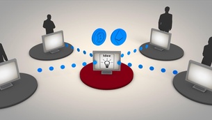 graphic showing transfer of money and ideas 