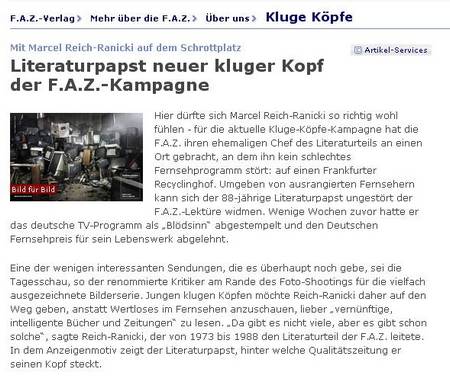 FAZ Kluge Köpfe Kampagne November 2008 meta meta