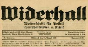 Widerhall, 18. August 1920
