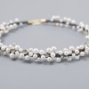Collier - 750 Gold, 935 Silber, Süßwasserperlen, Prasiolith