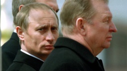 Russian President Vladimir Putin with his Belarusian and Ukrainian counterparts, Alyaksandr Lukashenka (left) and Leonid Kuchma, at a service marking the defeat of Nazi Germany near the southern Russian town of Prokhorovka in May 2000.