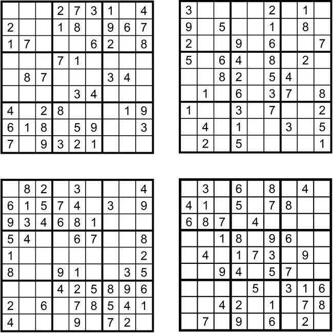 Vier einfache Sudoku-Rätsel 01-04 - September 2017 - Glarean Magazin
