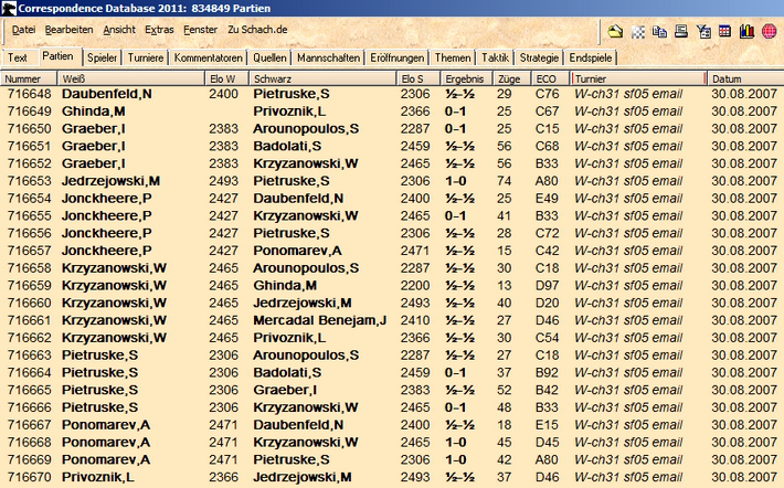 Schach_Corr Database 2011_Chessbase_Reader_Partienliste