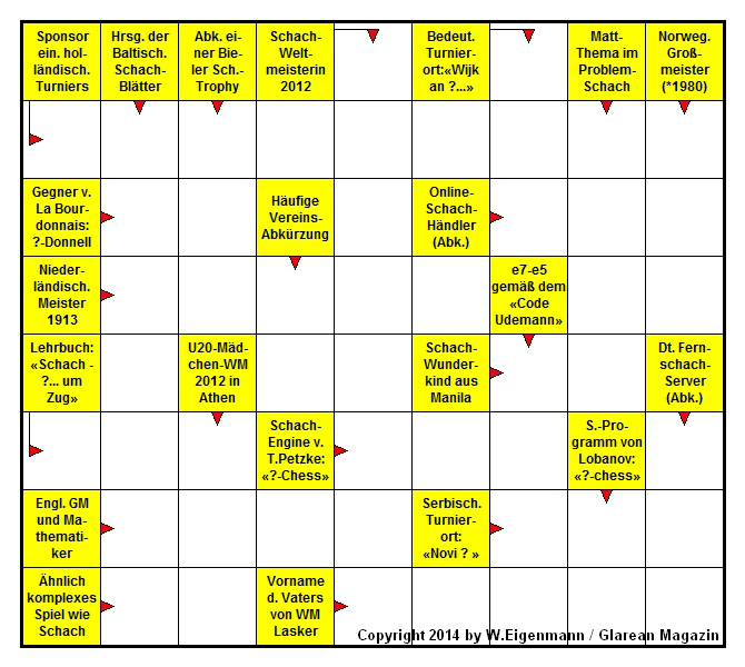 Schach Kreuzwort-Raetsel Februar 2014 Glarean Magazin