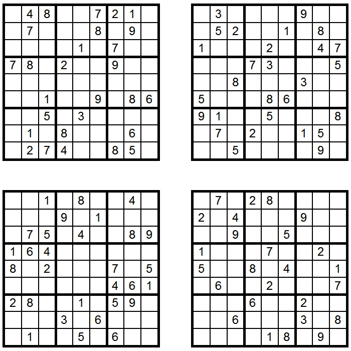 4x Sudoku - Aufgaben - Glarean Magazin
