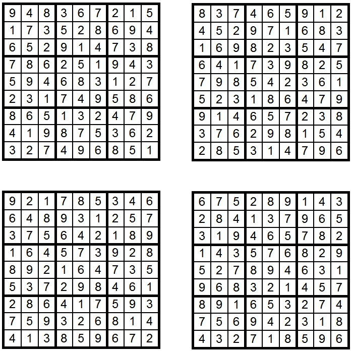 4x Sudoku - Loesungen - Glarean Magazin
