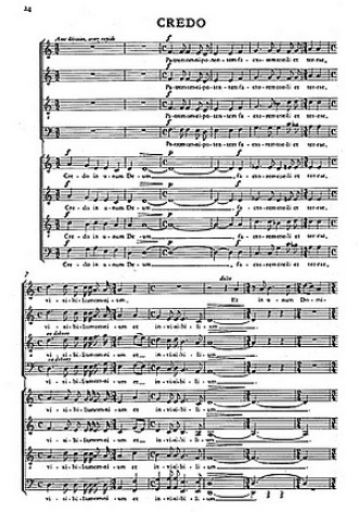 Musikalische Spiritualität von höchster Authentizität: Anfang des Credo aus der Messe für Doppelchor von Frank Martin
