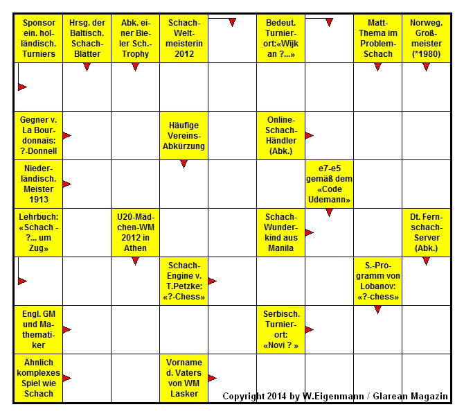 Das neue Schach-Kreuzworträtsel (Februar 2014)