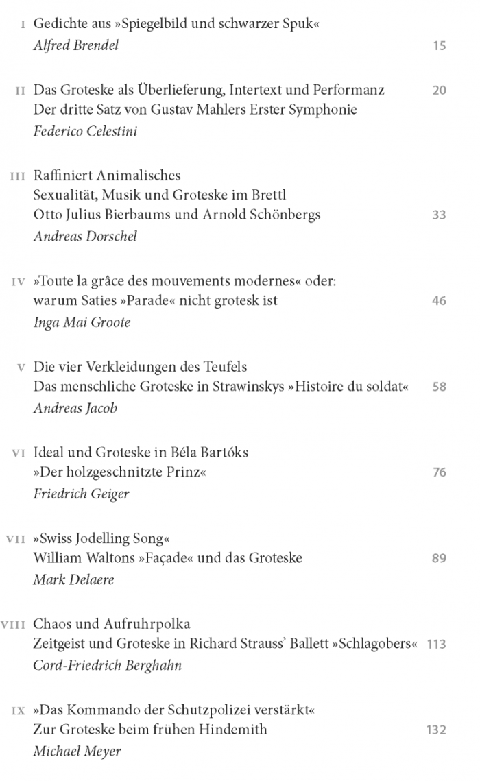 Inhaltsverzeichnis von "Das Groteske und die Musik der Moderne"