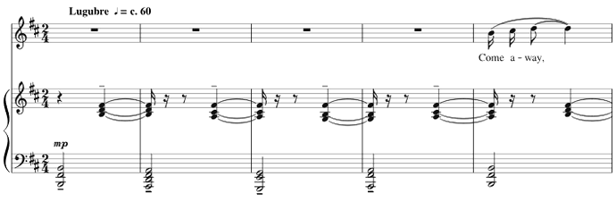 Gerald Finzi - Anfangstakte von Come away come away death - Glarean Magazin