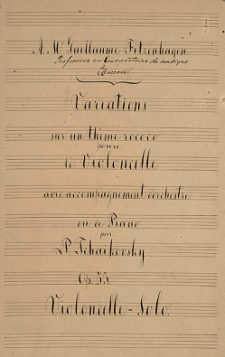 Peter Tschaikowski - Faksimile Titelseite Variationen über ein Rokoko-Thema - Cello-Part - Glarean Magazin Peter Tschaikowski - Faksimile Titelseite Variationen über ein Rokoko-Thema - Cello-Part - Glarean Magazin