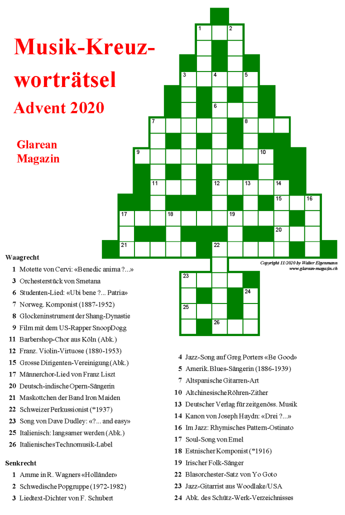 Advent-Musikpuzzle 2020-50-Euro-Kreuzworträtsel - Hinweise - Glarean Magazin Advent-Musikpuzzle 2020-50-Euro-Kreuzworträtsel - Hinweise - Glarean Magazin