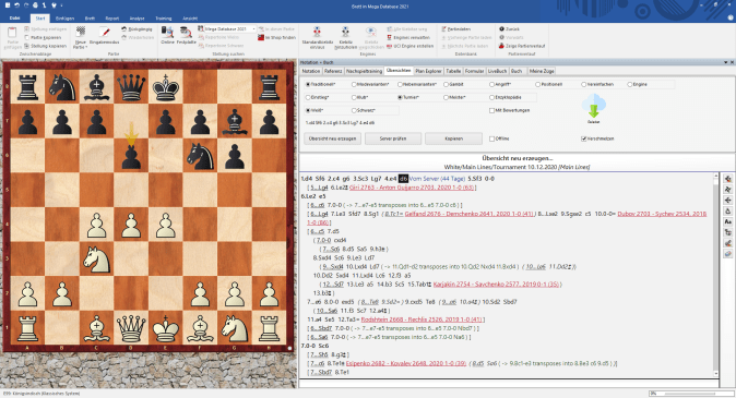 Chessbase 16 - Eröffnungsübersicht - Königsindische Verteidigung (5.Sf3) Chessbase 16 - Eröffnungsübersicht - Königsindische Verteidigung (5.Sf3)