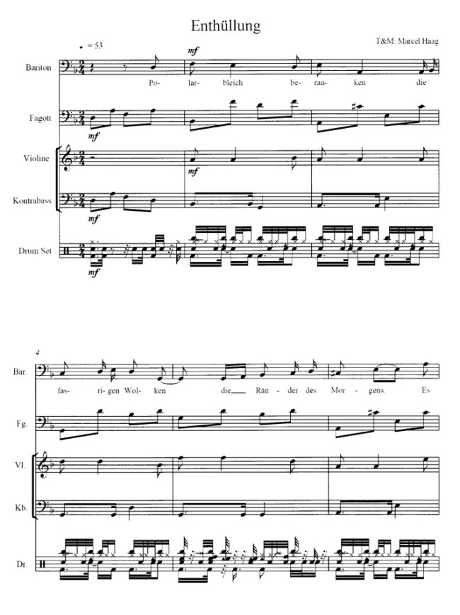Marcel Haag: "Enthüllung" - Partitur - Erstveröffentlichung Glarean Magazin 2009 (1)